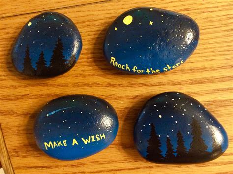 Night Sky Stars And Moon Pretty Painted Rocks Made By Holly N