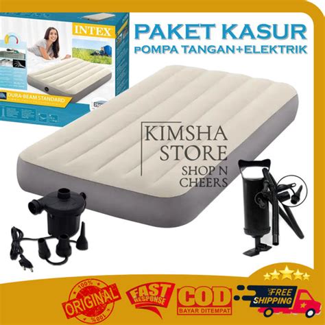 Jual Intex Dura Beam Twin Fiber Matras Kasur Ranjang Angin Pompa Tiup