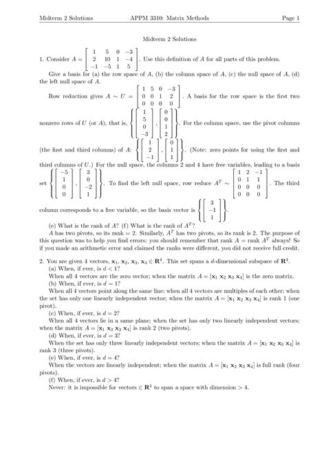 Inner Product - Matrix Methods - Solved Exam - Docsity