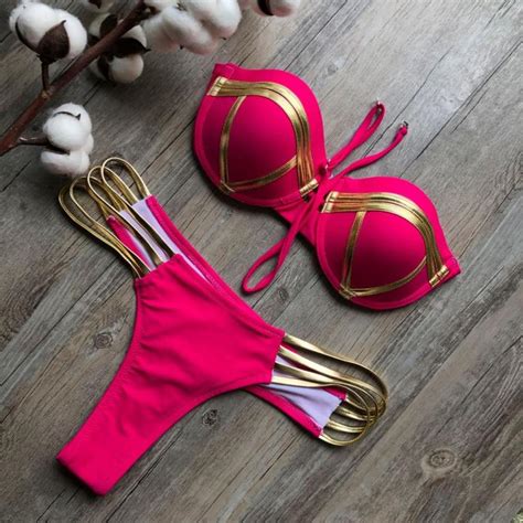 ECHIDNA Bathing Suit Fine Texture Women Halter Bikini Bra Briefs Set Underwear Daraz Pk