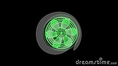 Rotation Fan Turbine In Hologram Wireframe Style Nice D Rendering