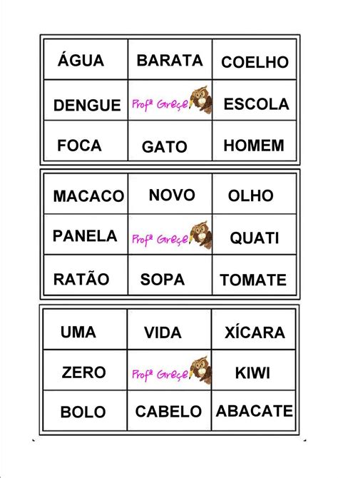 Bingo De Palavras SÓ Escola