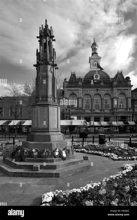 The War Memorial And Town Hall In The Market Town Of Retford