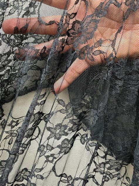 New Black Stretch Lace Fabric Lingerie Lace Way Stretch Soft Etsy