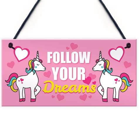 Meijiafei Follow Your Dreams Shabby Chic Unicorn Wall Bedroom Quote