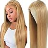 Amazon FTQZKEY Honey Blonde Straight Lace Front Wig 13x4