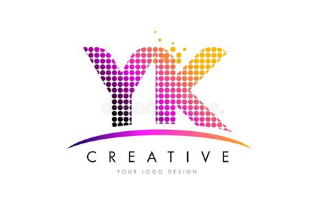 Yk Y K Letter Logo Design With Magenta Dots And Swoosh Stock Vector Illustration Of Magenta