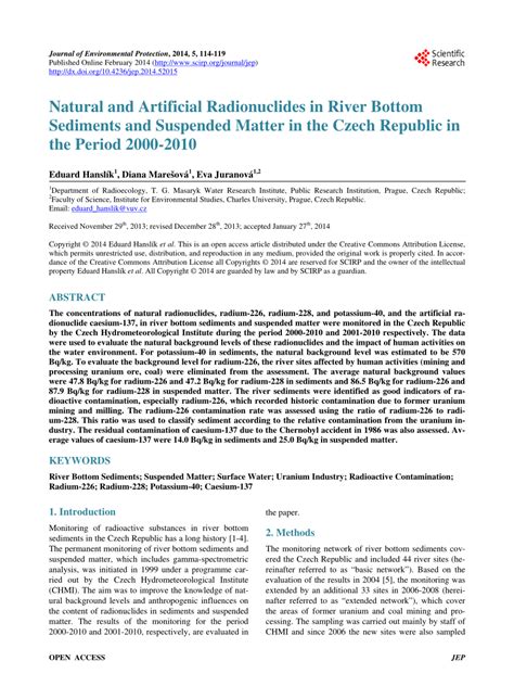 (PDF) Natural and Artificial Radionuclides in River Bottom Sediments ...