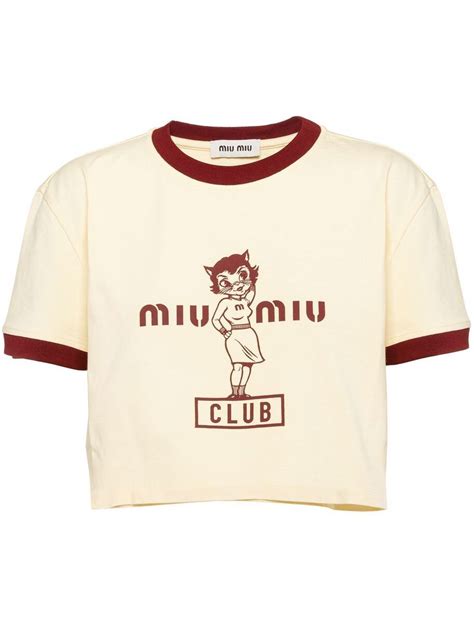 Miu Miu Cropped T Shirt Mit