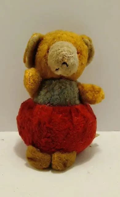 Rare Old Vintage Chiltern Skittle Bear With Working Internal Ball