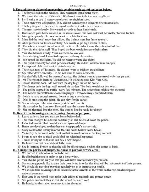 Clauses And Phrases Worksheet