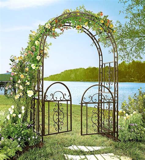 Iron Montebello Arbor With Gate Arbors Plow Garden Arbor With