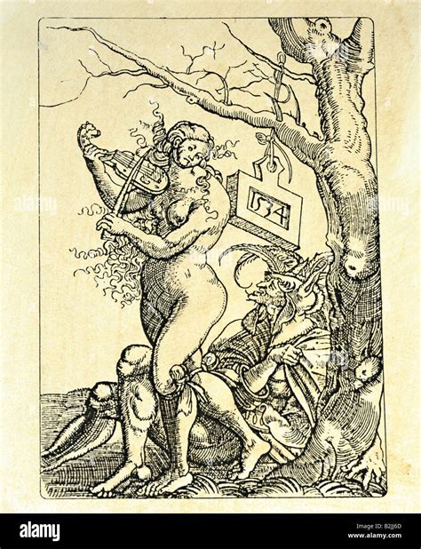 People Women 16th 18th Century Graphic Naked Woman With Fiddle