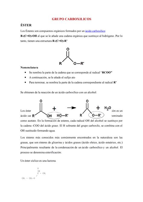 éster - estudiar - GRUPO CARBOXILICOS ÉSTER Los Ésteres son compuestos ... 