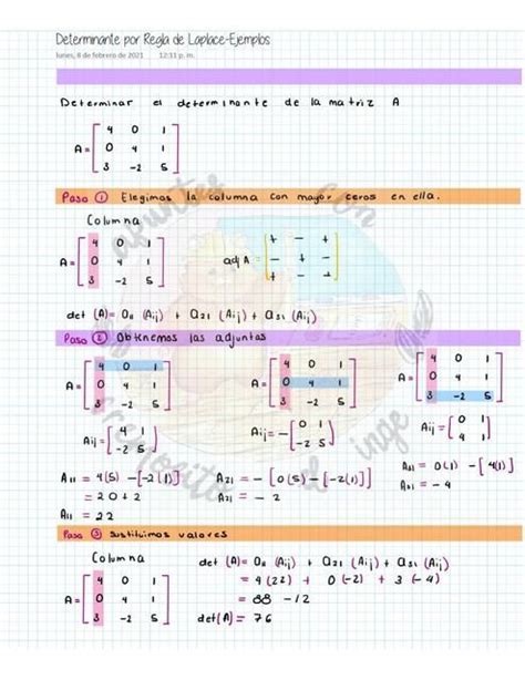 Ejemplo De Determinante Por Regla De Laplace Apuntes Con Cremosito El