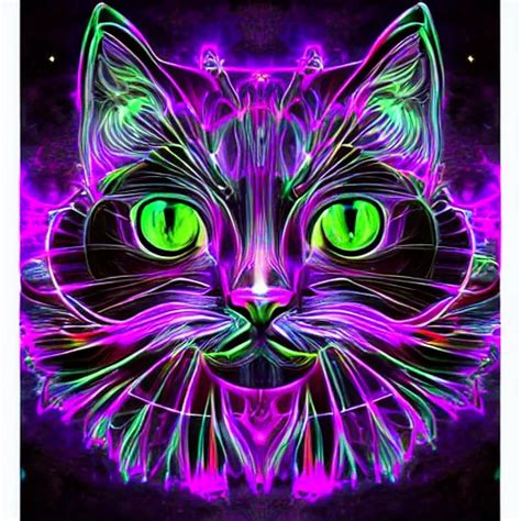 Concept Character Colorful Fractal Cute Cat Glowing Stable Diffusion