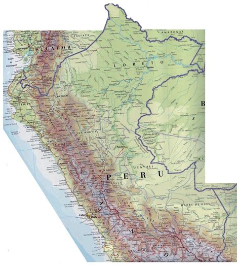 Large Map Of Peru With Roads And Cities Peru South America