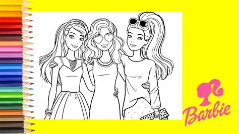 Coloring Barbie Summer Renee Glam Time Barbie Friends Coloring