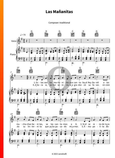 Las Ma Anitas Anonymous Piano Sheet Music Oktav