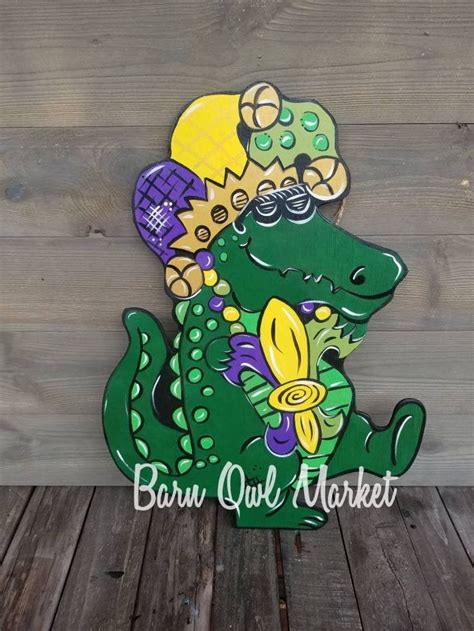 Mardi Gras Alligator Door Hanger Mardi Gras Door Decor Party Gator