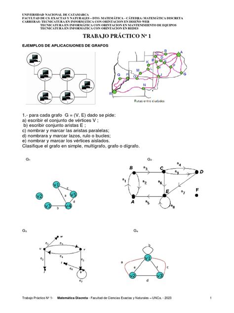 Grafos Practica Unidad 1 Pdf Matemáticas Discretas Teoría De Grafos