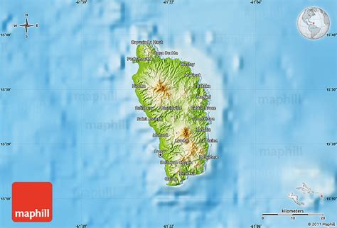 Physical Map Of Dominica