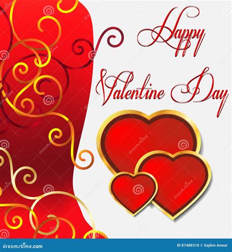 Valentine Day Greeting Card With Golden Floral Stock Vector