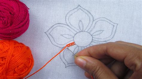 Hand Embroidery Button Hole Stitch Flower Easy Flower Embroidery Youtube