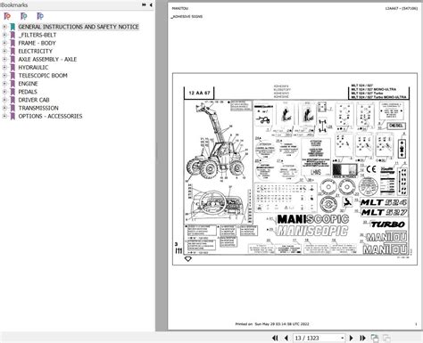 Manitou Telehandler Mlt Turbo Parts Catalog