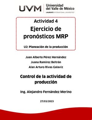 A7 Equipo 4 Control De La Actividad De Produccion Ejercicios De