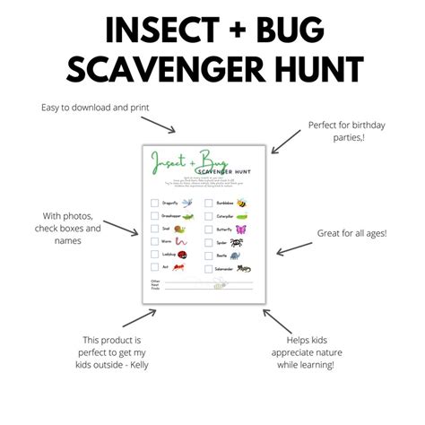 Insect Bug Scavenger Hunt Printable Nature Scavenger Hunt Etsy Canada