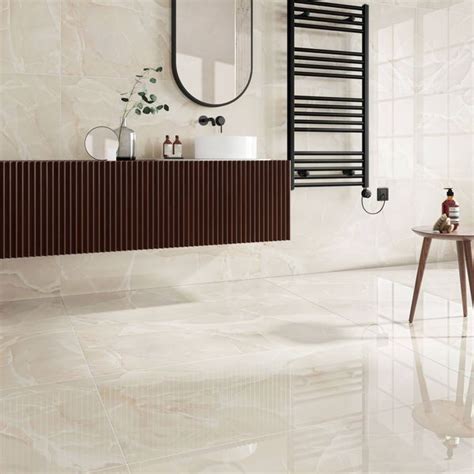 Onyx Marble Effect Cream Polished Porcelain Tile