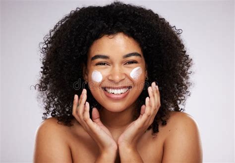 Beauty Cream And Portrait Of Happy Black Woman For Skincare Wellness