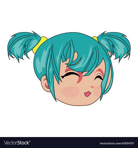 Happy anime girl face Royalty Free Vector Image