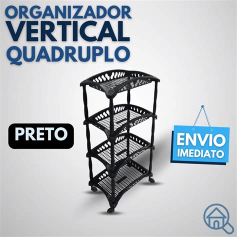 Organizador Vertical Quadruplo Fruteira Preto 4 Andares Preto Shopee