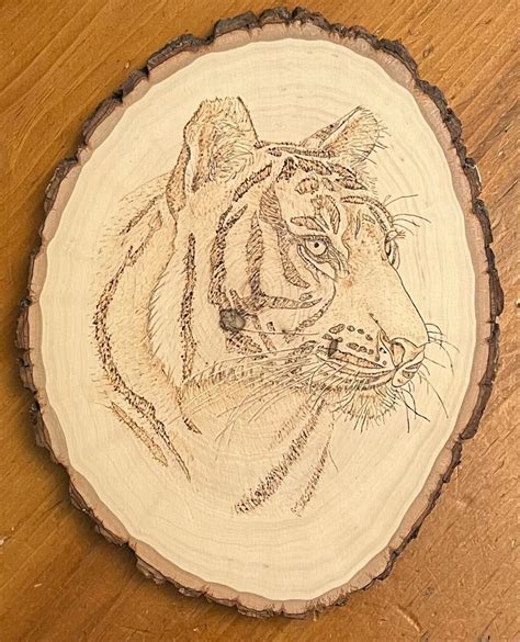 Wood Burned Tiger Wood Burned Animal Wood Burning Art Wood Wall