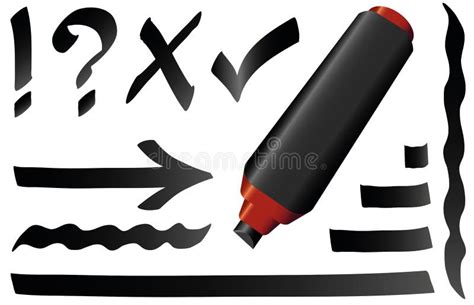 Black Marker Pen Black Strokes Symbols Stock Vector Illustration Of