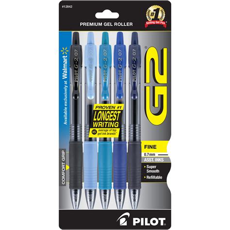 Pilot G2 Retractable Gel Ink Pens Fine Pt Assorted 5 Pk 846490077