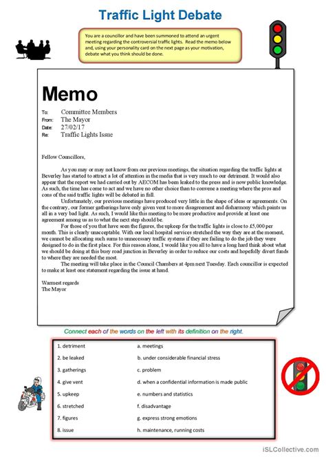 Traffic Light FCE reading, debate, d…: Français FLE fiches pedagogiques