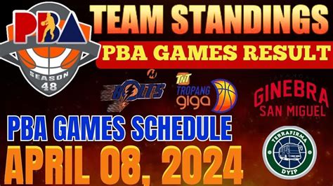 Pba Standings Today April Pba Games Results Pba Schedule