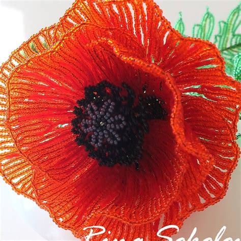 Beaded Poppy TUTORIAL Beading Pattern PDF Download | Etsy