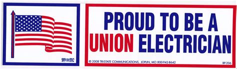 Proud To Be A Union Electrician Bumper Sticker Bp 206 Hard Hat Gear