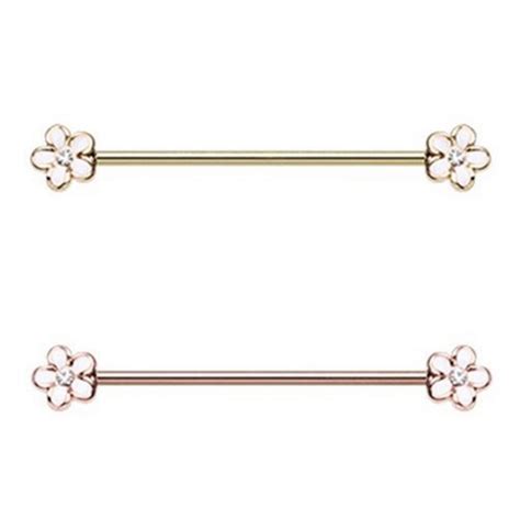 2 Pack Set Plumeria Flowers Steel Industrial Barbells