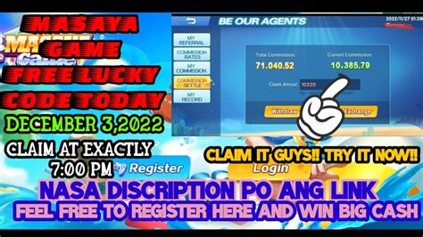 Masaya Game Free Lucky Code Today December Claim At Exactly