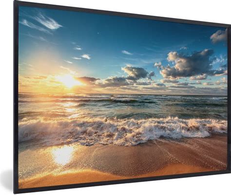 Fotolijst Incl Poster Strand Zee Zonsondergang 60x40 Cm