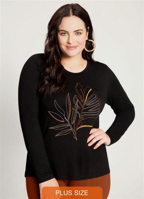 Blusa Manga Longa Malha Plus Size Preto Lunender Mais Mulher