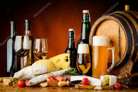 Wine Beer And Food — Stock Photo © Draghicich 44608767