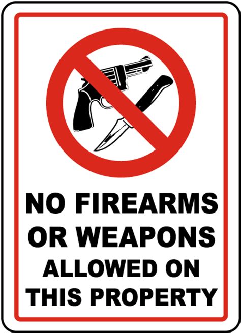 No Firearms or Weapons Sign - Save 10% Instantly