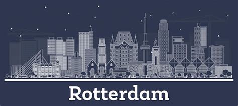 Premium Vector Outline Rotterdam Netherlands City Skyline With White