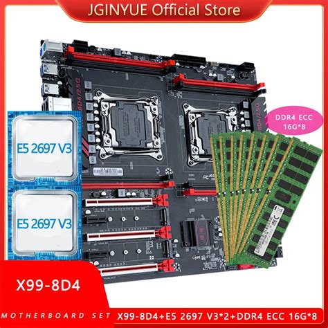 JGINYUE X99 8D4 Dual U Motherboard LGA 2011 3 Set Kit With Intel Xeon